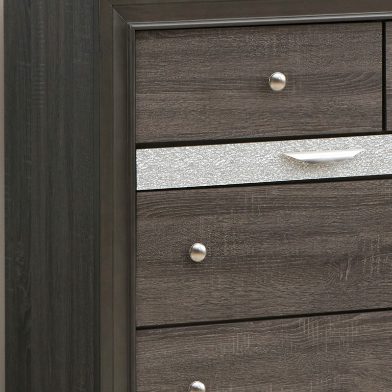 Commode avec 7 tiroirs pour la chambre à coucher, Gris