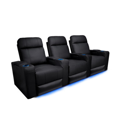 Upholstered Home Theater Seating with Cup Holder