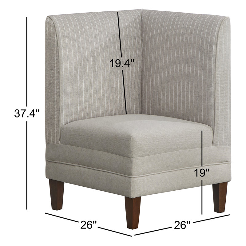 Chaise d'angle Cariana, Beige rayé / beige