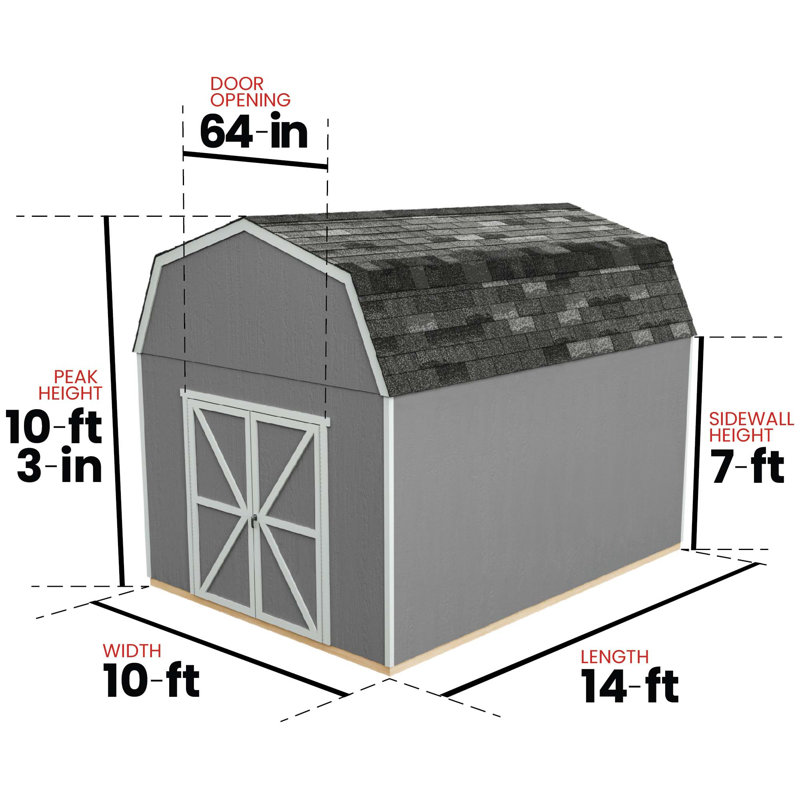 Braymore 10 ft. W x 14 ft. D Wood Storage Shed With Floor, No