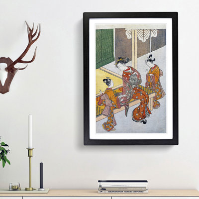 On the Engawa of Tsuta-Ya by Harunobu Suzuki - Picture Frame Painting Print