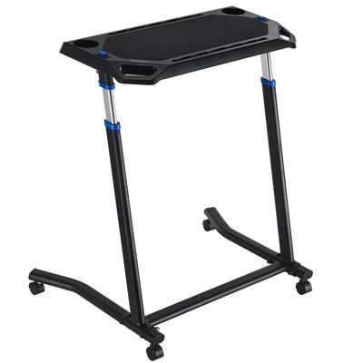 Cycling Desk, Mobile Foldable Multi-Functional Bike Trainer & Treadmill Desk with Lockable Wheels, Non-Slip Multi-Slot Bike Trainer Fitness Desk with Handle Bar, Fit for Home Office Exercise
