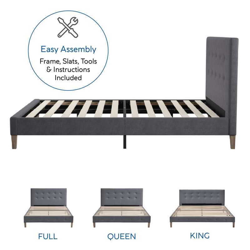 Monona Upholstered Platform Bed, Full, Peyton Steel