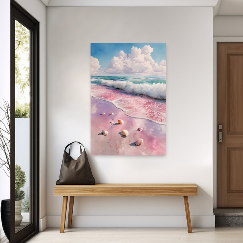 «Pink Sands II Contemporary Beach», reproduction d'art mural, 60" H x 40" W