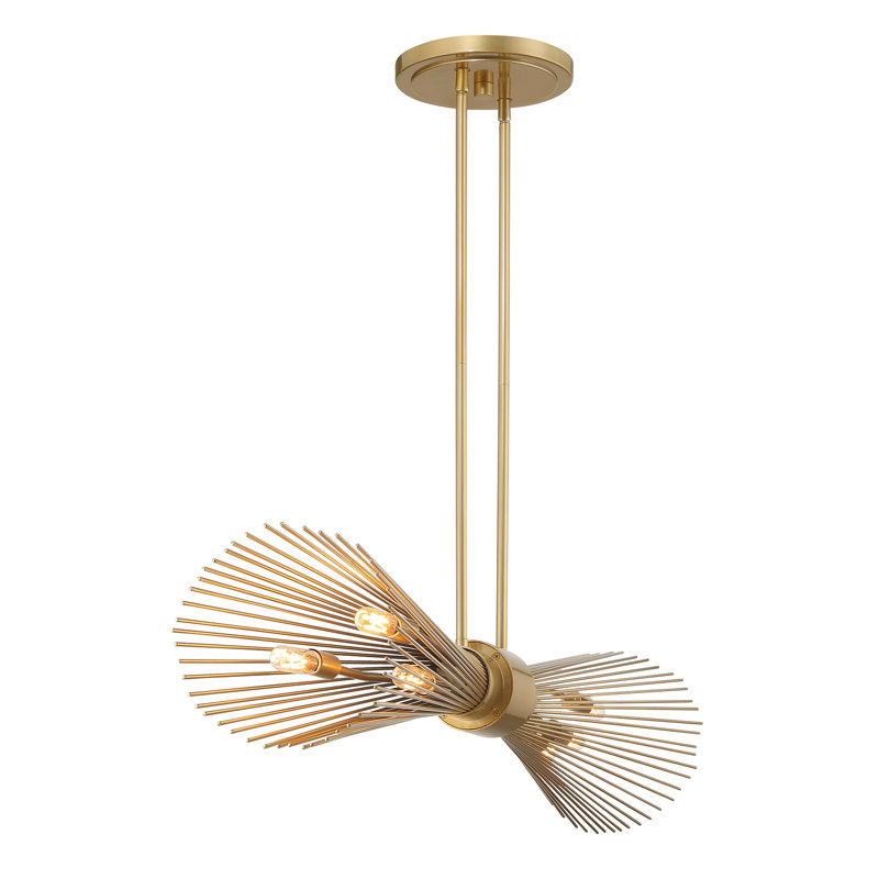 Iago 6 - Light Cone Modern Linear Chandelier in Brass, Brass