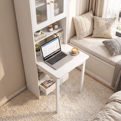 Table d'écriture convertible pliable, armoire de bureau peu encombrante avec tablette et tiroir, poste de travail mural multifonctionnel pour le bureau à domicile