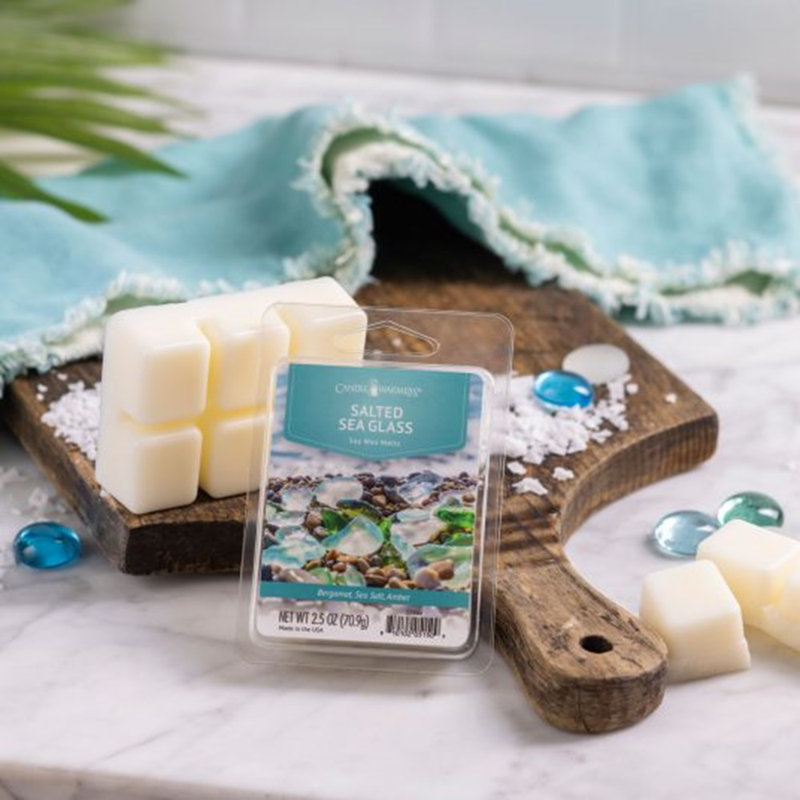 Cire parfumée sans flamme, Blanc cassé, Verre de mer salé