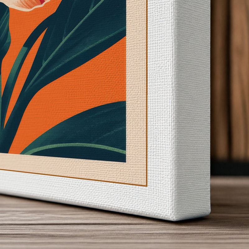 Striped Bloom Botanical - Wrapped Canvas, 36x24 - 91.4 x 61.0 cm, White Border