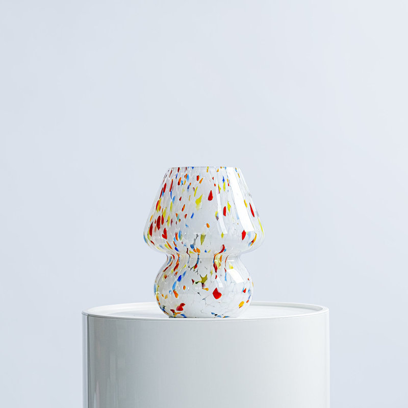 Glass Mushroom Table Lamp, Mini, Color Confetti, White/Red/Yellow, White/Red/Yellow