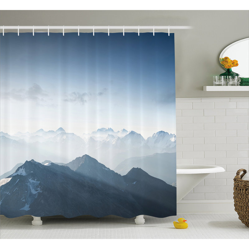Farmhouse Shower Curtain with Hooks Included, 69" H x 70" W