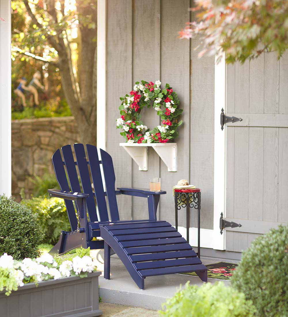 Hillandale Eucalyptus Foldable Outdoor Adirondack Chair, Navy