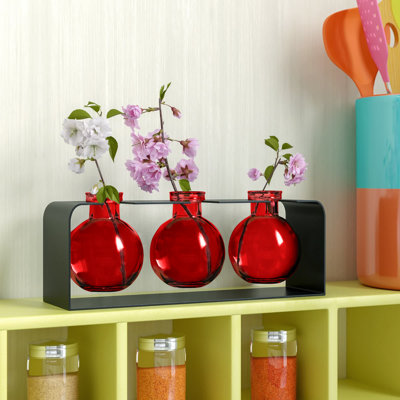 Blooms 3 piece Table Vase Set Red