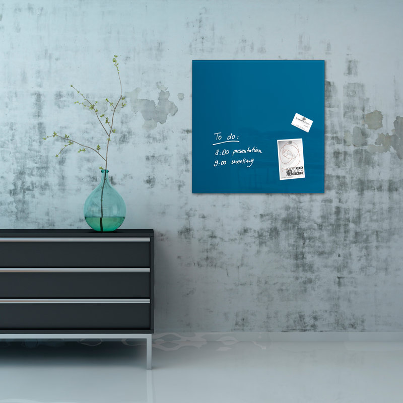Artverum Wall Mounted Glass Board, 48cm H x 48cm W x 48cm L, Blue