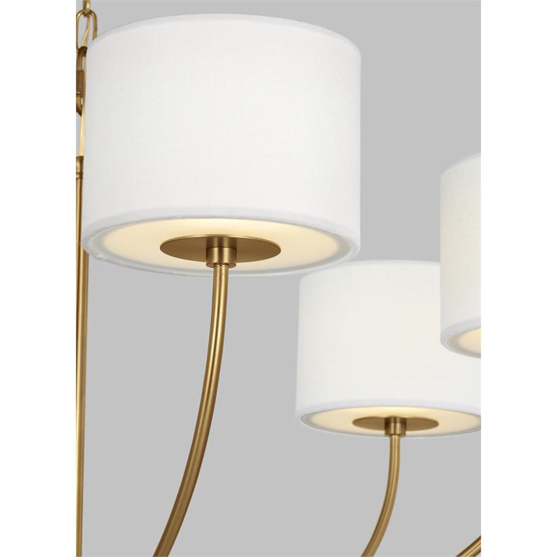 Sawyer 6 - Light Chandelier, Burnished Brass