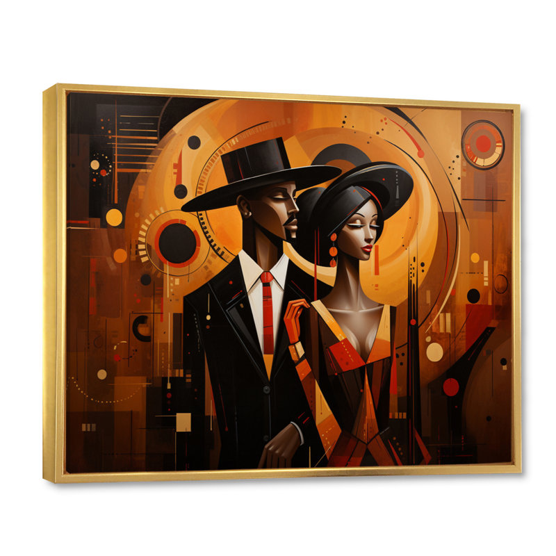Regal Renaissance A II - Art afro-américain, art mural, Cadre flottant doré, H 30 po x l 40 po x P 1,5 po