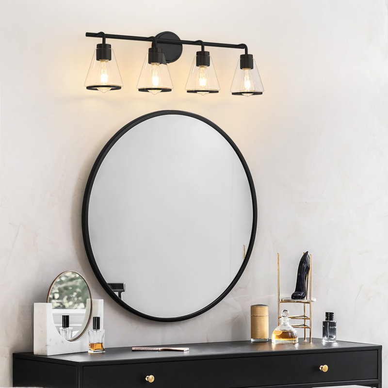 Luminaire de salle de bain 4 lumières Breakwater Bay Aniwa, Noir mat, 4