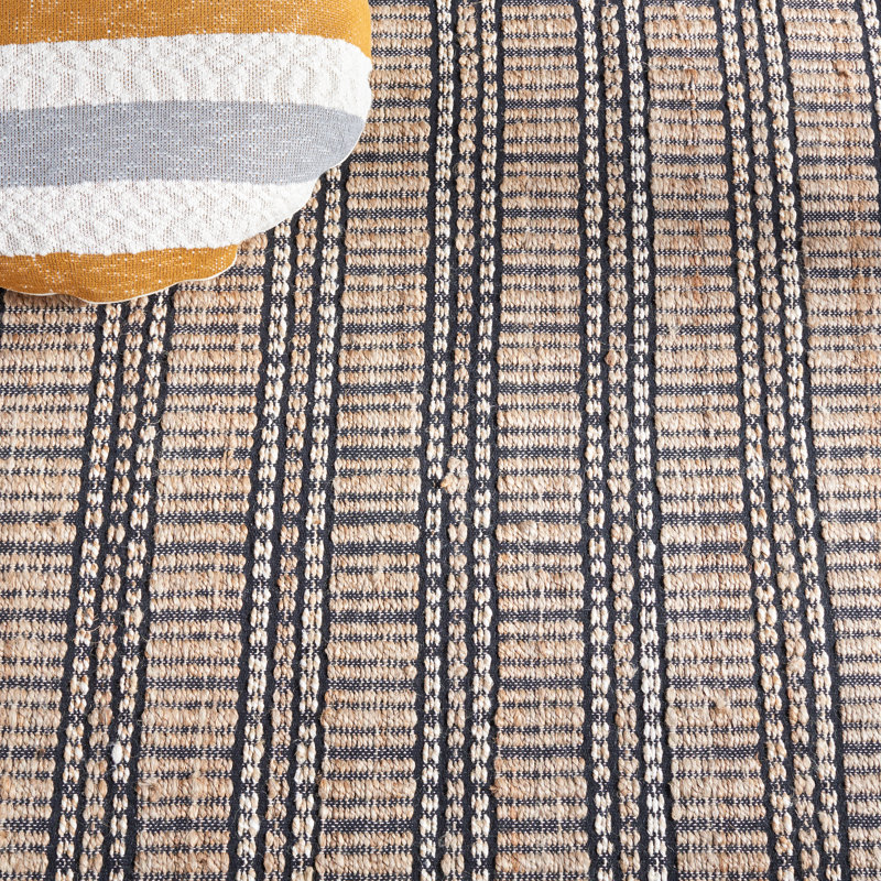 Tapis noir / naturel beige tissé à plat Giannopoulos, Tapis de couloir 2 pi 3 po x 8 pi