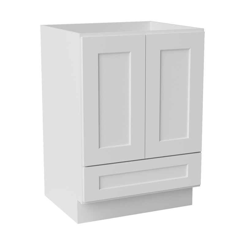 Armoire de salle de bain en bois massif prêt à assembler avec comptoir Shaker - comptoir non inclus, Blanc