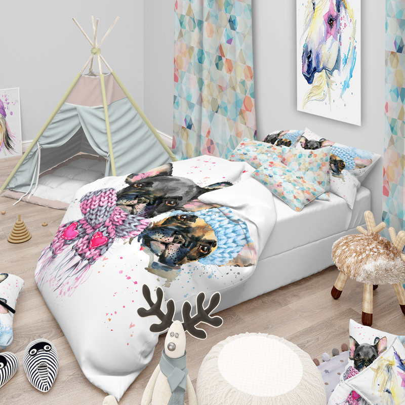 Lovely Puppies Animal Print Twin Duvet Cover Set