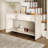55.12" Wood Distressed Pattern Console Table Sofa Table With Two Drawers And Bottom Shelf Easy Assembly-1803928632