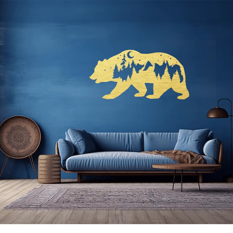 Ours en métal, art animalier rustique, silhouette d'ours forêt de montagne, décoration murale d'inspiration naturelle - sculpture en métal industrielle moderne