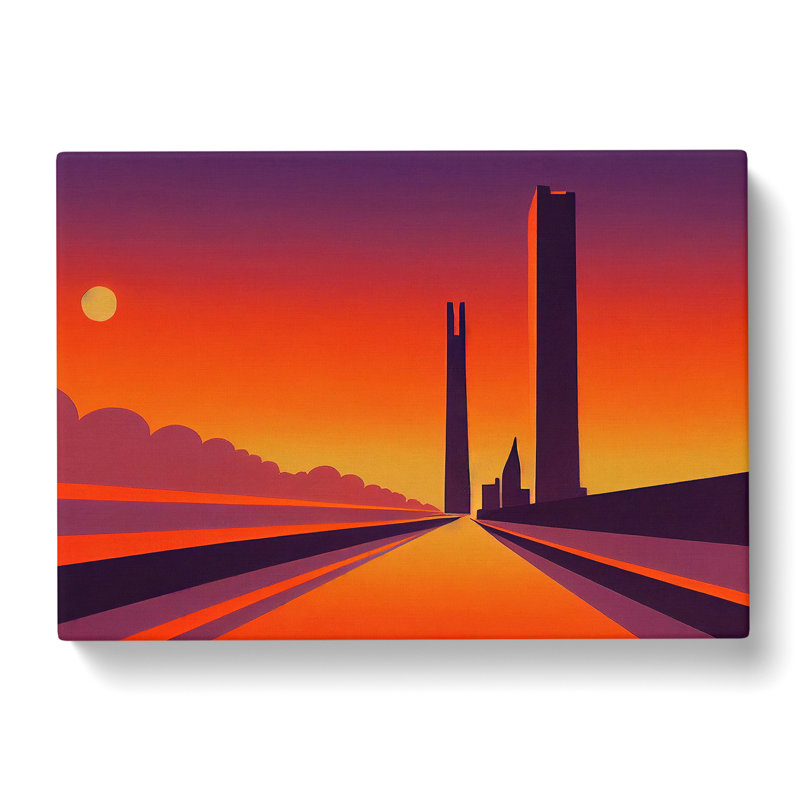 Deco Sunset - Wrapped Canvas Print, 35cm H x 50cm W x 3cm D