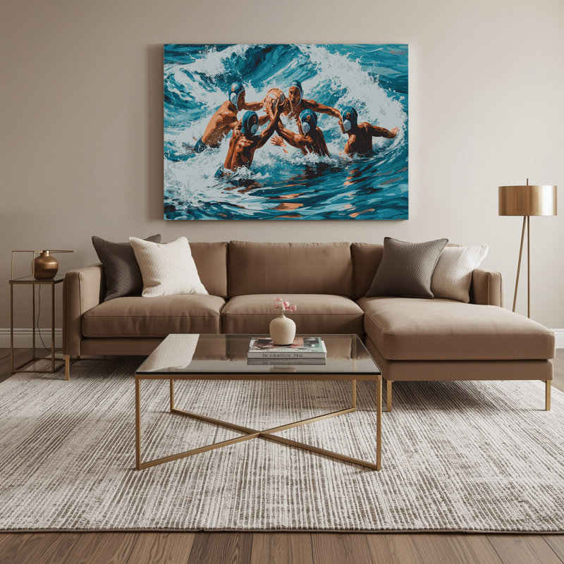 Sports nautiques, water-polo, art mural bleu, H 11 po x l 14 po