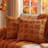 Fall Throw Pillow Covers 20x20 Set of 2 Rust Orange Plush Maple Leaf