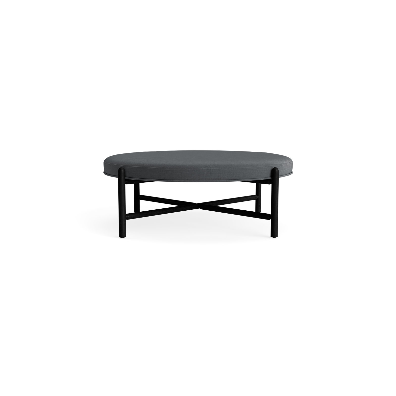 Vane 48" Round Ottoman, Charcoal, Black