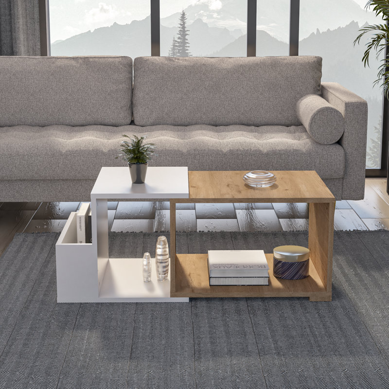 Table basse Carbin, Brun / blanc, Blanc