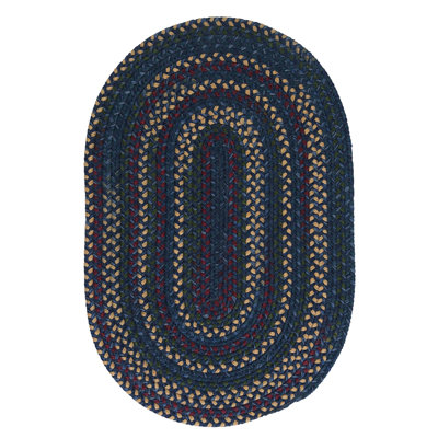Tapis bleu tressé à motif géométrique Shyla