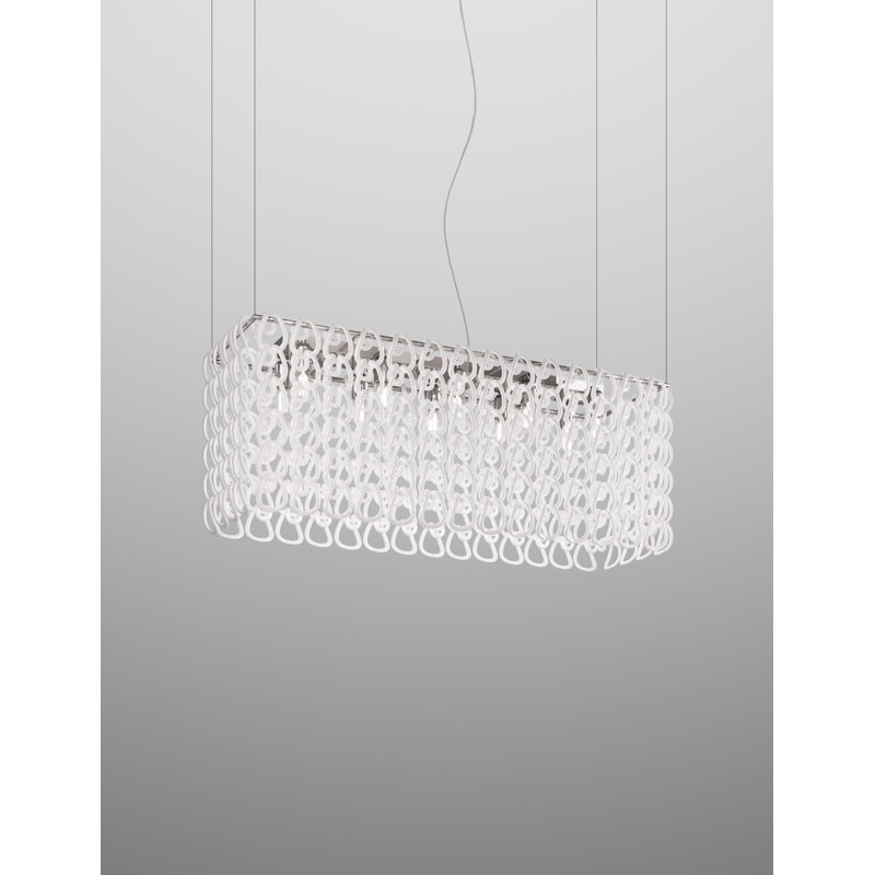 Giogali 10 - Light Pendant, 99" H x 47" W x 16" D, Glossy Chrome, White