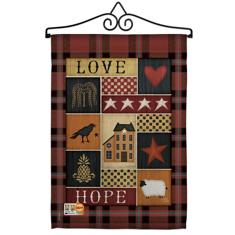 Collage primitif amour hope impressions 2 faces polyester 19 x 13 po ensemble de drapeaux