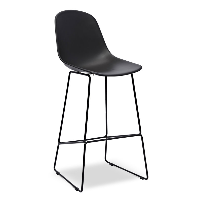 Black Metal Frame Counter Stool with Plastic Seat, Set of 2