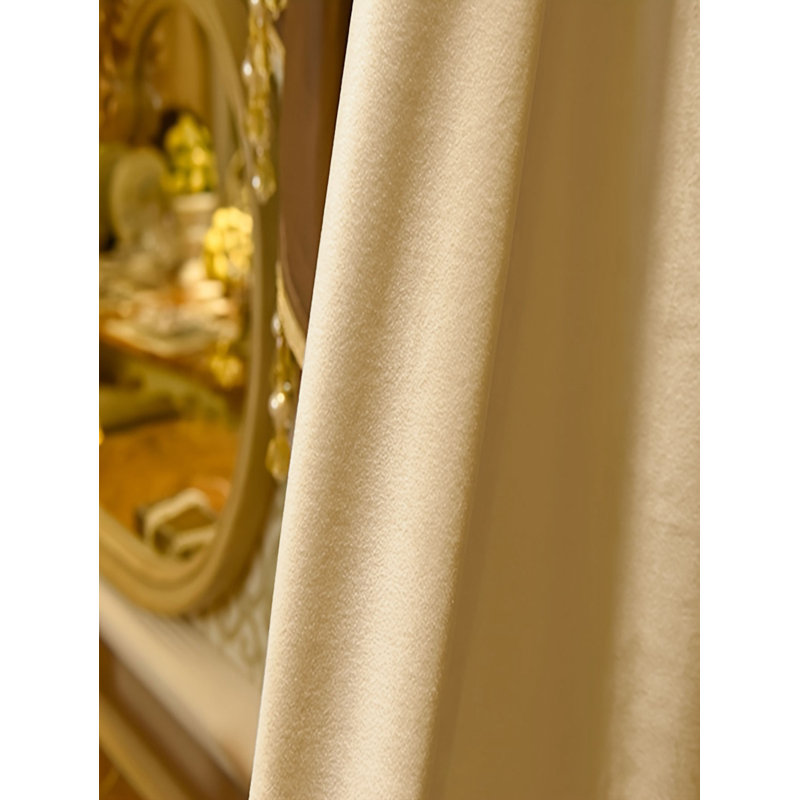 Gilded Champagne & Brown Two-Tone Velvet Curtains - European Light Luxury Style, Silky Drape, 80%-90% Blackout For Bedroom & Living Room