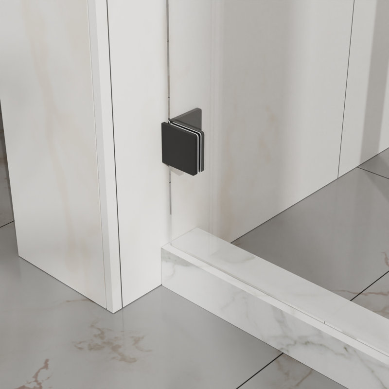 Goodyo 60" W X 72" H Sliding Shower Door, Frameless Sleek Glass Shower Door, 1/4" (6Mm) Thick Tempered Clear Glass With Easy-Clean Coating, Stainless Steel Hardware, Matte Black