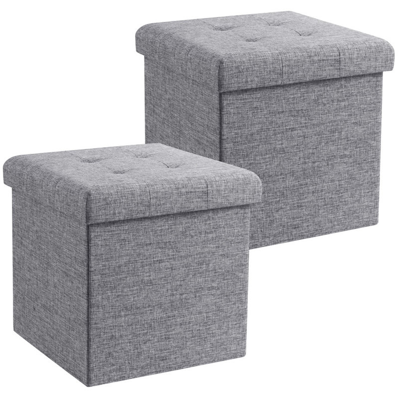 Repose-pieds carré avec rangement de 15 po - Ensemble de 2, Gris