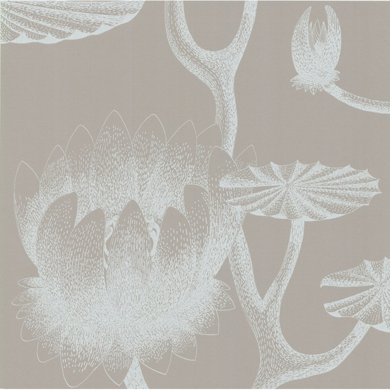 Lily Floral Wallpaper Roll, White/Gray