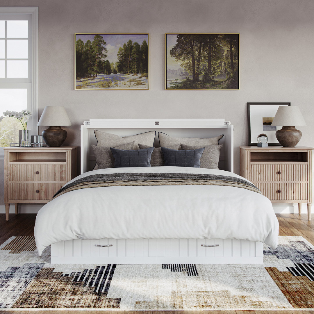 Arletha Murphy Bed Chest with 6" Mattress, Storage & Built-in Charger Lark Manor™