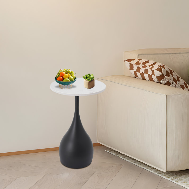 Round End Table, Sofa Side Table For Small Spaces, Black