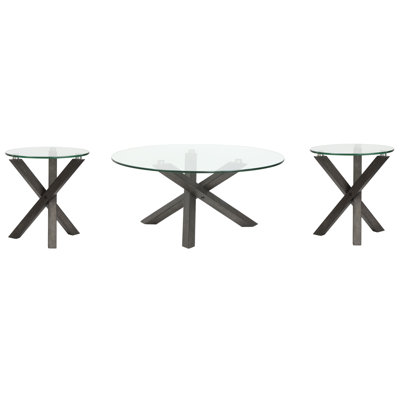 Table basse ronde avec 2 tables d'appoint