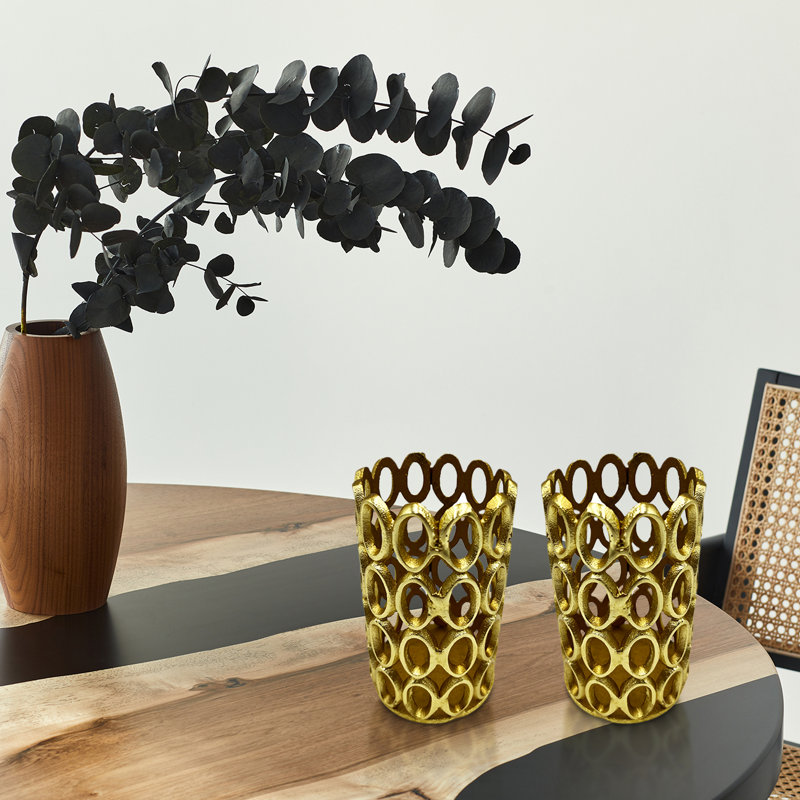 6.5'' H Aluminum Tabletop Votive Holder, Gold
