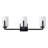 3-Light Glass Shade Black/White Finished E26 Dimmable Farmhouse Vanity Light Fixture