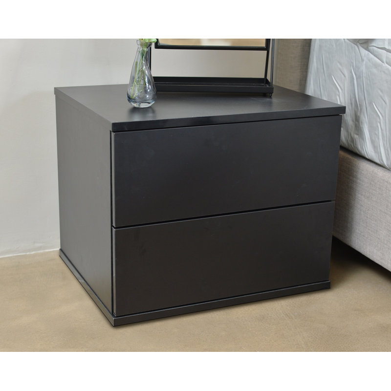 Hoehn 50.2cm W Manufactured Wood Bedside Table, Black