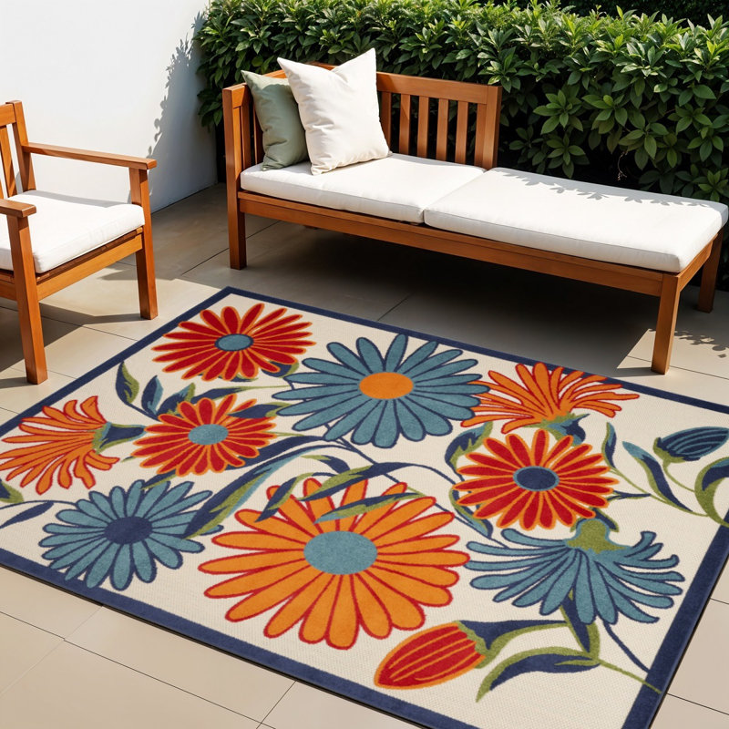 Tapis floral antidérapant multicolore 4 pi x 6 pi