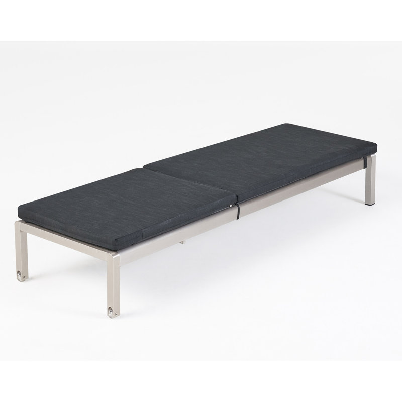 Hovie Outdoor Metal Chaise Lounge , Cushion Included, Dark Gray