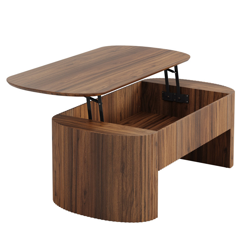 47-Inch Lift Top Coffee Table With Hidden Compartment And Storage Shelf For Living  Room
