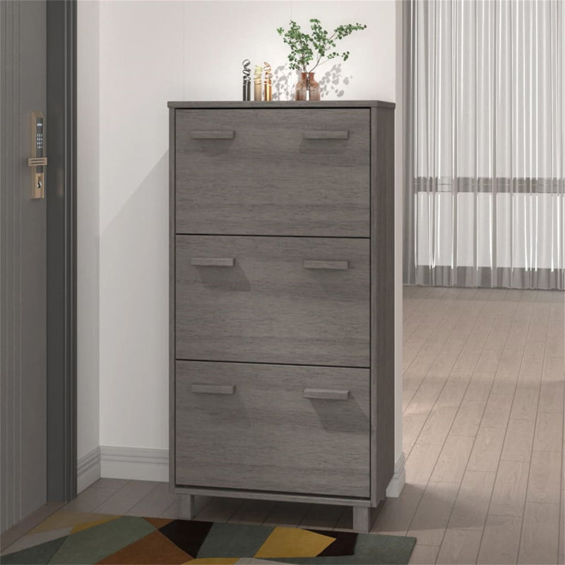 18 Pair Flip Down Shoe Storage, Light Grey