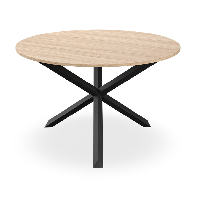 Daryen Round Solid Wood Base Dining Table, Black