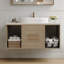 Modern 40 " Wall-Mounted Bathroom Vanity with Oval Ceramic Sink Floating Vanity Multi-Layer Solid Wood Cabinet-762929848